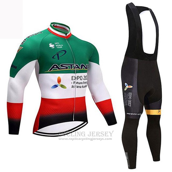 2018 Cycling Jersey Astana Champion Italy Long Sleeve and Bib Tight
